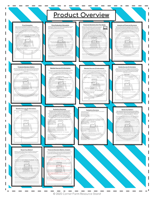 Making Financial Decisions (Money Math worksheets) Gr. 5/6
