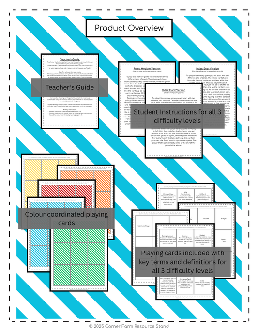 Financial Literacy Memory Game (Key Terms and Definitions) - gr. 5/6