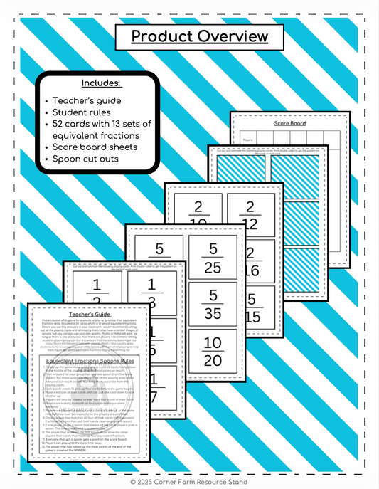 Equivalent Fractions Spoons Math Game