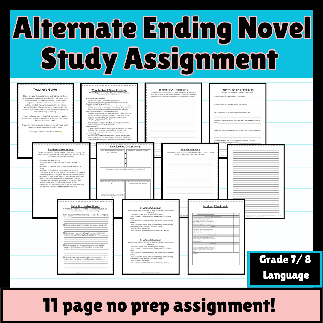 Alternate Ending Creative Writing Any Book Novel Study Assignment