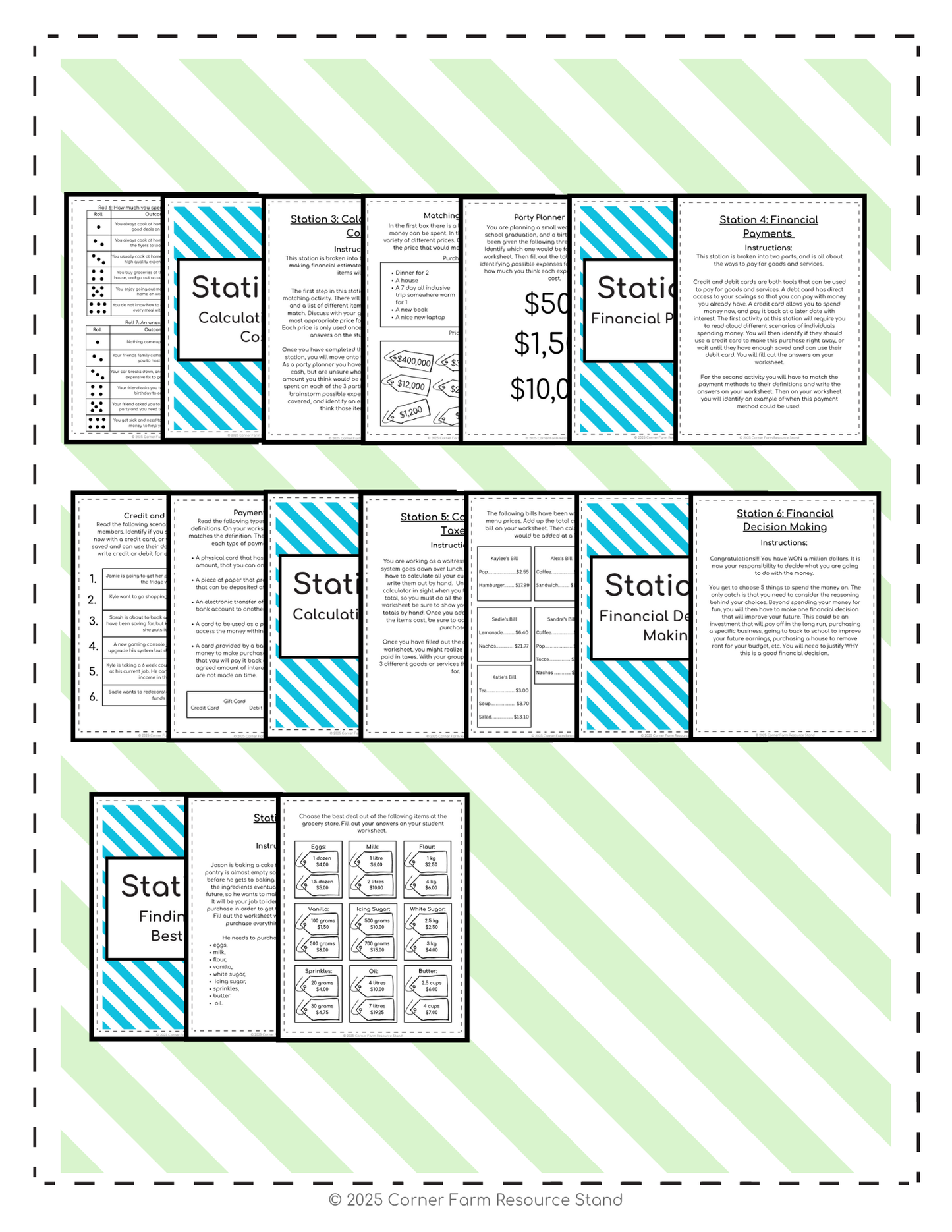 Financial Literacy Stations Gr. 5/6 (Budgeting, Taxes, Financial Decisions)