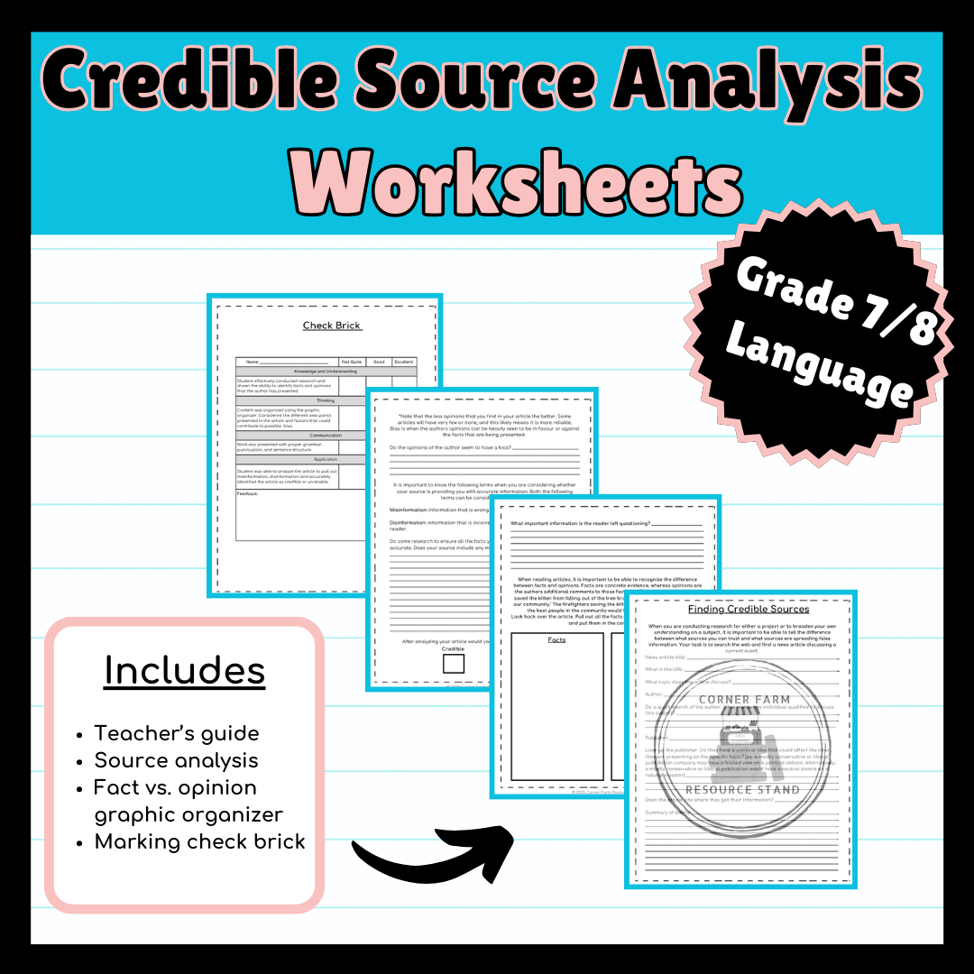 Finding Credible Sources Worksheets