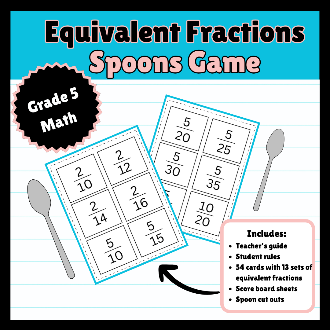 Equivalent Fractions Spoons Math Game